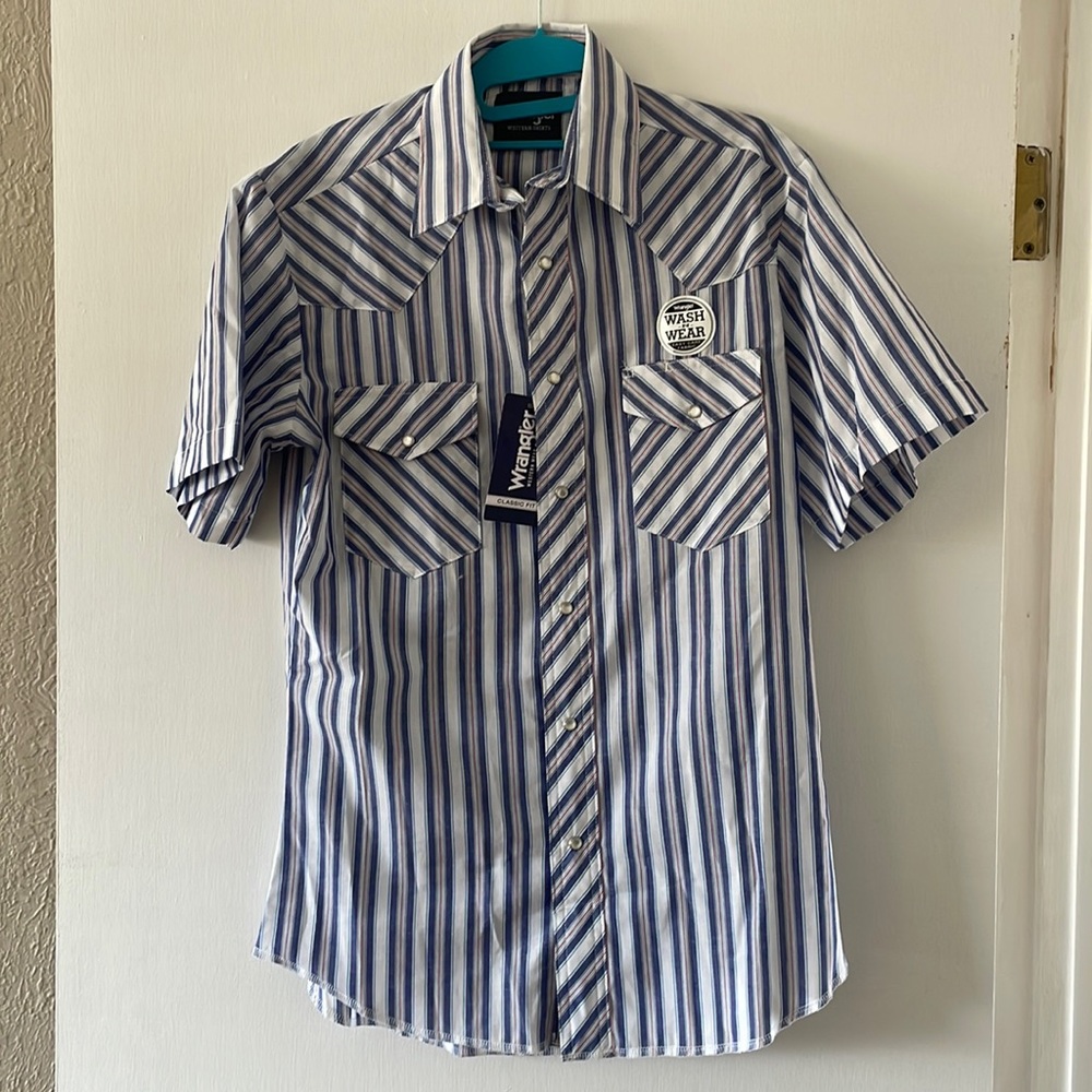 Wrangler wash and wear mens shirt sleeve